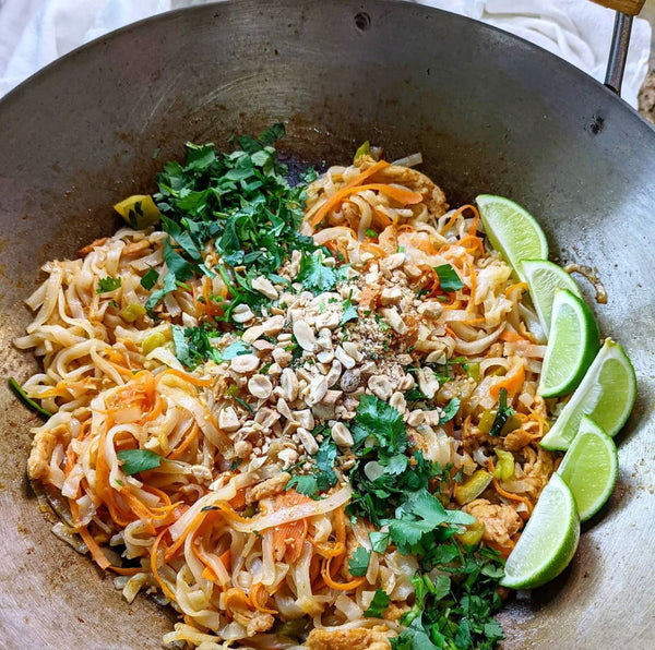 Vegan Pad Thai with Soy Curls by Lacey