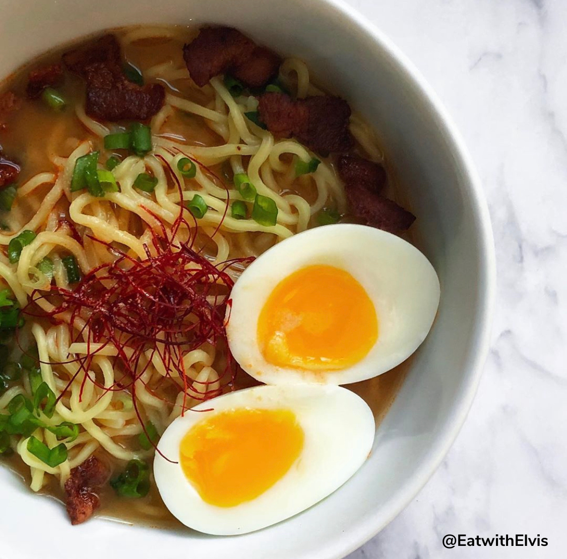 Ramen bowl with soft boiled egg